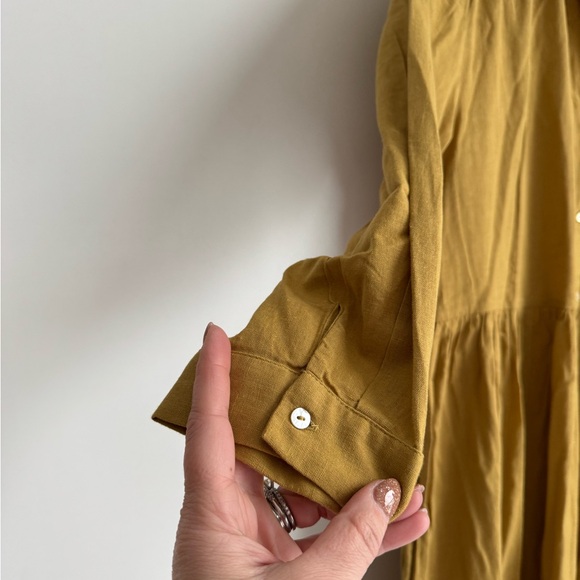 La Lou Everyday Dress Golden Yellow One size fits Most cotton Flax Lagenlook - Picture 6 of 12